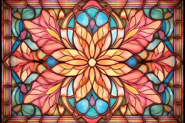 Glorious Large Flower On Stained Glass