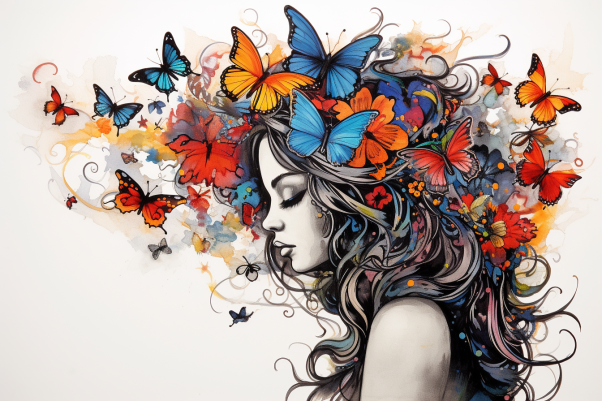 A Girl And Her Butterflies