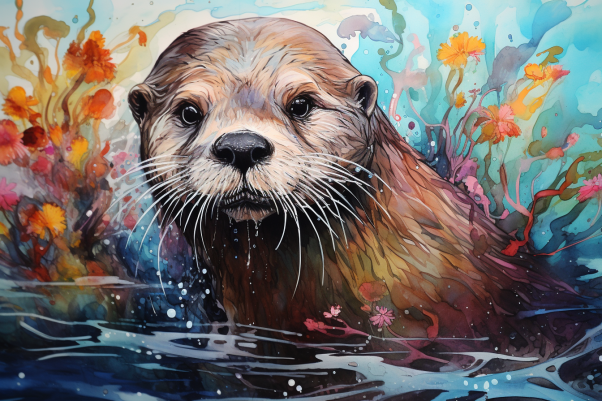 Pretty Little Otter In Water  Diamond Painting Kits