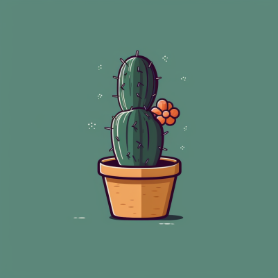 Little Cute Cacti In A Flowerpot