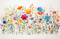 Thumbnail for Colorful Watercolor Wildflowers  Diamond Painting Kits