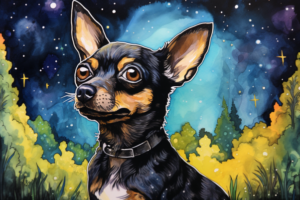 Watercolor Starry Night Chihuahua