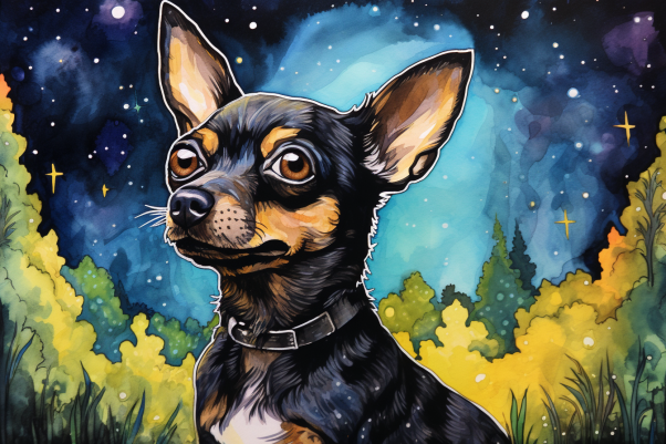 Watercolor Starry Night Chihuahua  Diamond Painting Kits