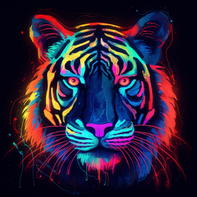 Neon Rainbow Tiger