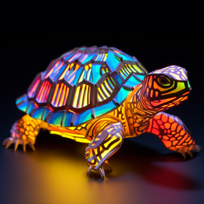 Glowing, Neon, Electric Turtle