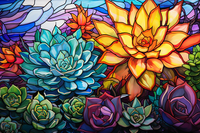 Thumbnail for Bright Succulents On Stained Glass  Diamond Painting Kits