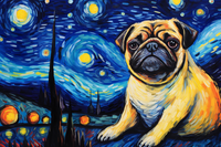 Thumbnail for Pug Onna Starry Night  Diamond Painting Kits
