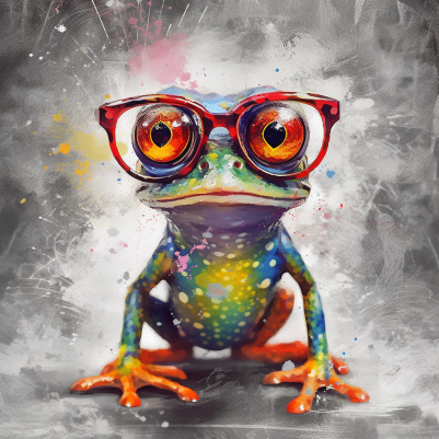 Little Frog In Big Red Glasses
