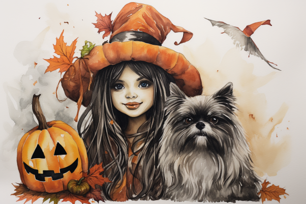 Good Halloween Witch And Doggie