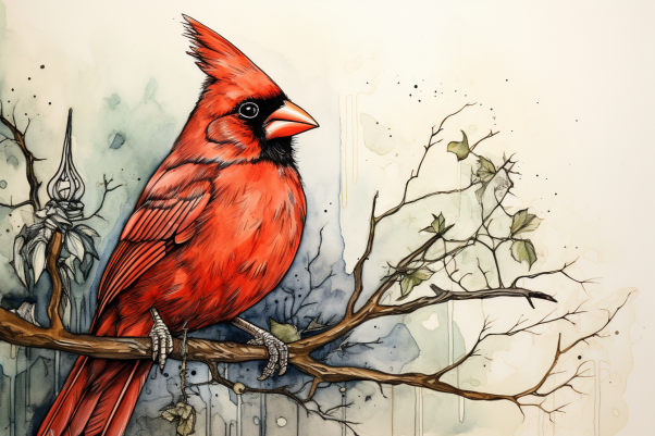 Artsy Watercolor Red Cardinal