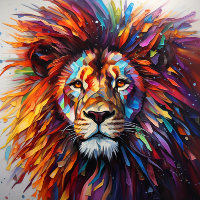 Lion Painting With Many Colors  Diamond Painting Kits