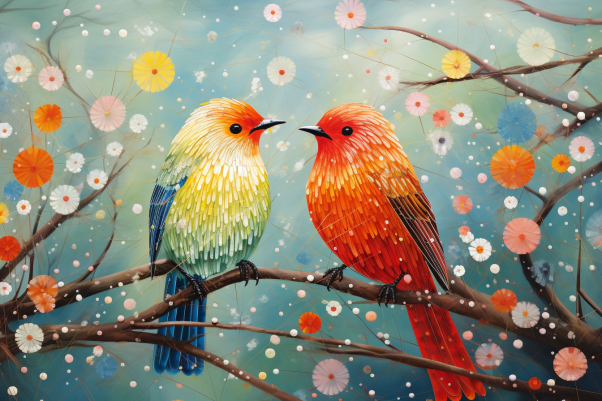 Sweet Spring Lovebirds  Diamond Painting Kits