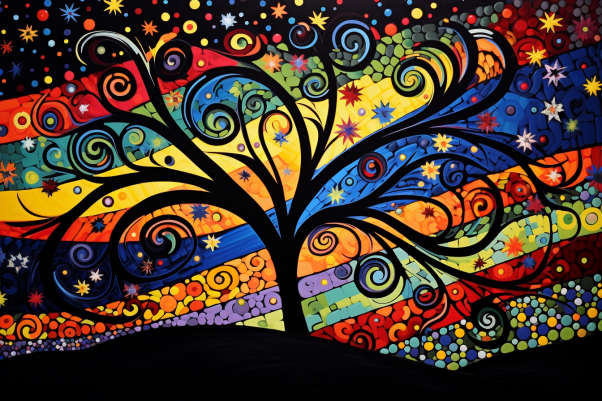 Tree On A Starry Night  Large Diamond Painting Kits