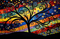 Thumbnail for Tree On A Starry Night  Large Diamond Painting Kits