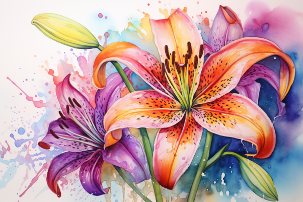 Tropical Watercolor Lilies  Diamond Painting Kits