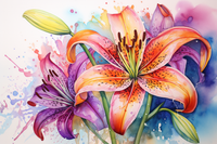 Thumbnail for Tropical Watercolor Lilies  Diamond Painting Kits