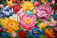 Thumbnail for Vibrant Colorful Peonies   Diamond Painting Kits