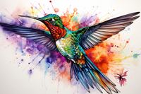 Thumbnail for Watercolor Color Splash Hummingbird  Diamond Painting Kits