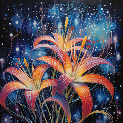 Glowing Night Sky And Lilies  Diamond Painting Kits