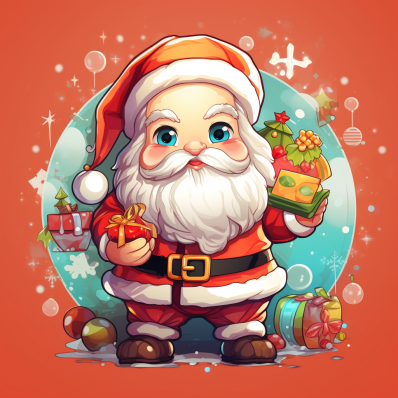 Adorable Santa And His Gifts