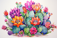 Thumbnail for Watercolor Cacti Flowers  Diamond Painting Kits