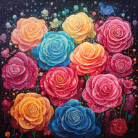 Thumbnail for Raindrops On Multicolored Roses  Diamond Painting Kits