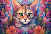 Thumbnail for Graceful Pastel Kitty In Wildflowers  Diamond Painting Kits