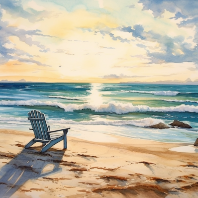 Beach Chair In Watercolor   Diamond Painting Kits