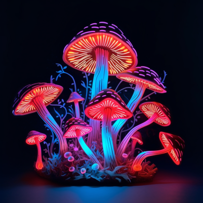 Glowing, Neon, Electric Mushrooms