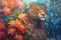 Thumbnail for Graceful Jaguar Among Flowers