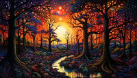 Thumbnail for Magical Forest And Vivid Red Sky  Diamond Painting Kits