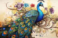 Thumbnail for Artsy Watercolor Peacock And Flowers  Diamond Painting Kits