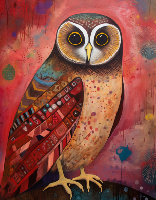 Folk Art Owl Diamond Painting Kit
