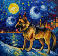 Thumbnail for German Shepherd At Night Diamond Painting Kit