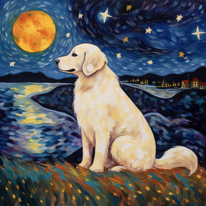 Good Dog Retriever At Night Diamond Painting Kit