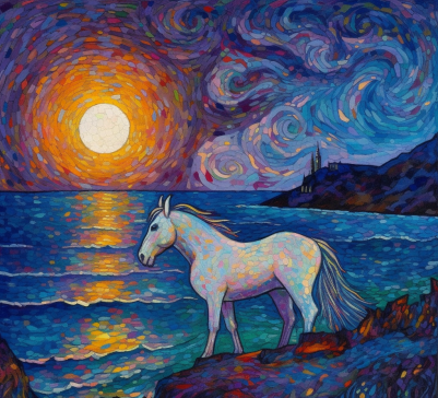Horse And Starry Night Vibes Diamond Painting Kit