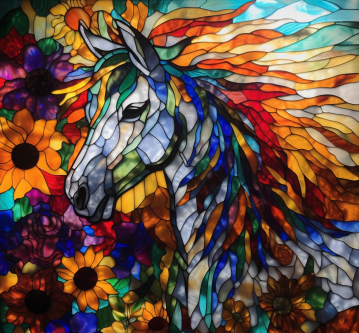 Horse Of Many Colors, Stained Glass Style