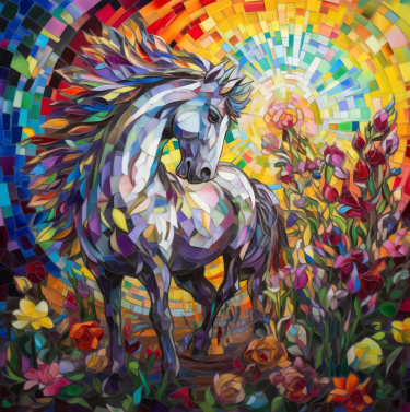 Horse With Mosaic Sky
