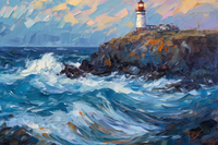 Thumbnail for Lighthouse On A Cliff And Crashing Waves