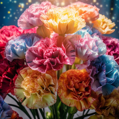 Light Shining Down On A Bouquet Of Carnations