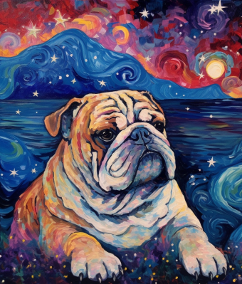 Magical Evening English Bull Dog Diamond Painting Kit