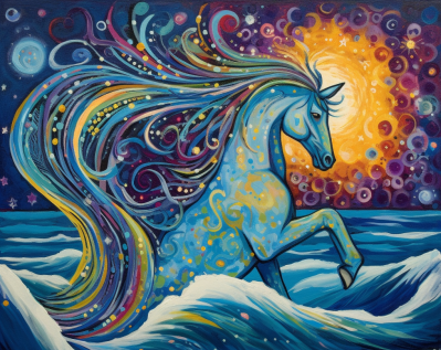 Magical Waves And Horse Diamond Painting Kit