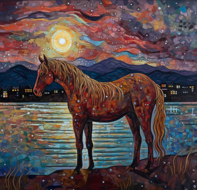 Mosaic Vibes Brown Horse