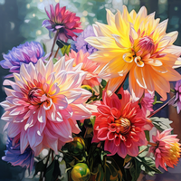 Thumbnail for Multi Color Bouquet Of Dahlia Flowers In Sunlight