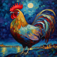 Thumbnail for Night Time Rooster Diamond Painting Kit