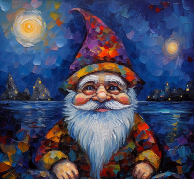 Old Man Gnome At Night