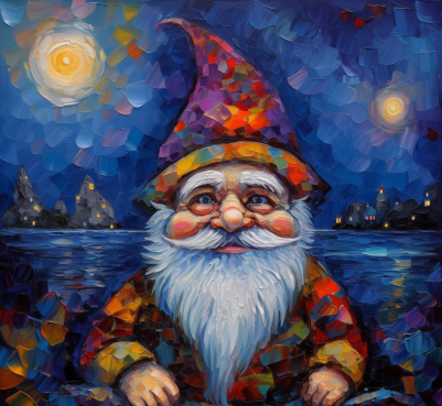 Old Man Gnome At Night Diamond Painting Kit