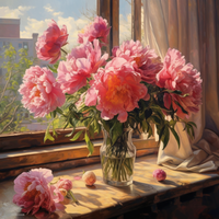 Thumbnail for Peony Bouquet On A Windowsill