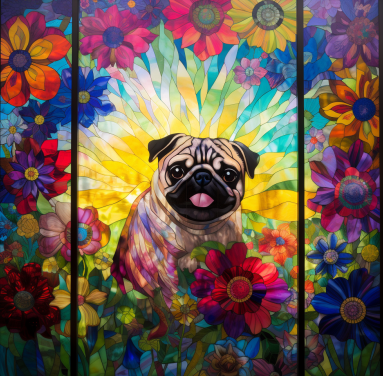 Pretty Pug In Stained Glass Diamond Painting Kit