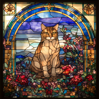 Thumbnail for Proud Kitty In Stained Glass Diamond Painting Kit